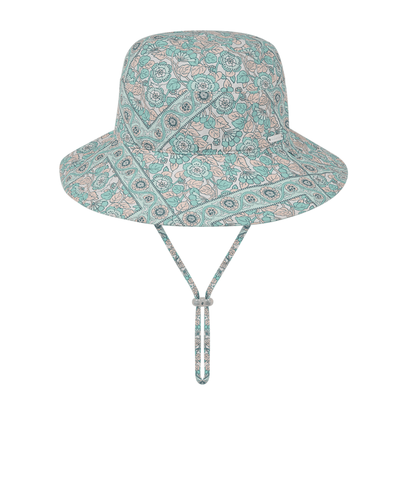 Millymook Girls Wide Brim Bucket Hat - Mint Green Vintage Pattern - Liliana